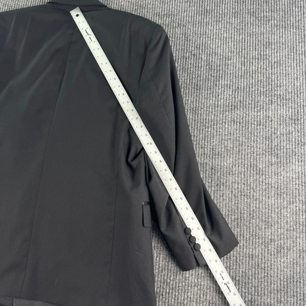 Vintage Oscar De La Renta Tuxedo Jacket 42 S Black Wool Formal Wedding DB Peak - Picture 4 of 12